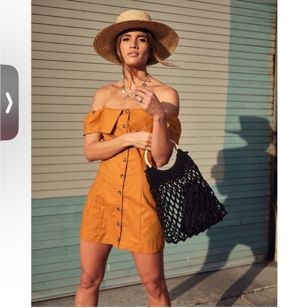 Express/Rocky Barnes mustard dress size small - Picture 2 of 7